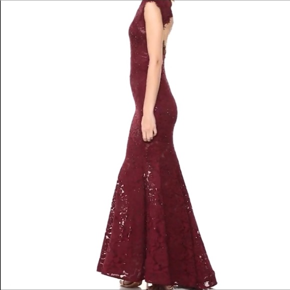 Betsy & Adam Long Open Back Mermaid Lace Dress Size 6 - Picture 4 of 9